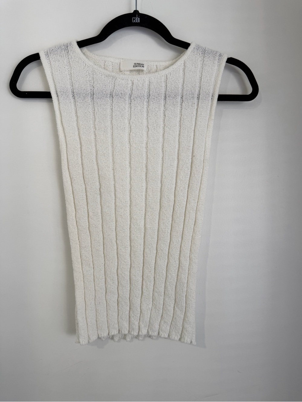 Sleeveless Ribbed Knit Tank in Cream-NWOT